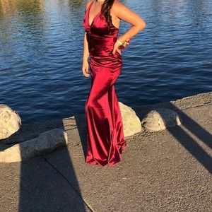 Satin mid slit dress